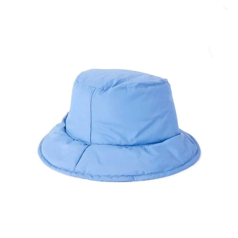 Cute bejeweled bling Blue Puffer‎ Bucket Hat with zippered pocket new
